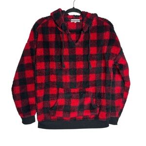 PJ Salvage Fleece Buffalo Plaid Hoodie, size XS